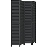 vidaXL Solid wood screen pavlovnia, black, 4 pieces 358852 - Room Divider