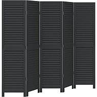 vidaXL Solid wood screen pavlovnia, black, 5 pieces 358853 - Room Divider