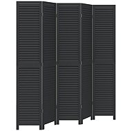 vidaXL Solid wood screen pavlovnia, black, 5 pieces 358855 - Room Divider