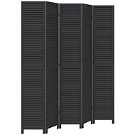 vidaXL Solid wood screen pavlovnia, black, 5 pieces 358856 - Room Divider