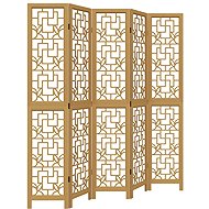 vidaXL Solid wood screen pavlovnia, brown, 5 pieces 358871 - Room Divider