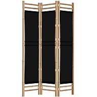 vidaXL Folding screen 120 × 180 cm bamboo and canvas, black, 3-panel 350627 - Room Divider