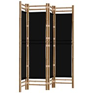 vidaXL Folding screen 160 x 180 cm bamboo and canvas, black, 4-panel 350628 - Room Divider