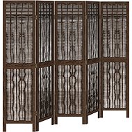 vidaXL Solid wood screen pavlovnia, dark brown, 5-piece 358661 - Room Divider