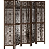 vidaXL Solid wood screen pavlovnia, dark brown, 5-piece 358662 - Room Divider