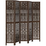 vidaXL Solid wood screen pavlovnia, dark brown, 5-piece 358663 - Room Divider