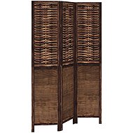 vidaXL Screen solid wood pavlovnia, dark brown, 3-piece 358702 - Room Divider