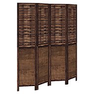 vidaXL Solid wood screen pavlovnia, dark brown, 4-piece 358706 - Room Divider