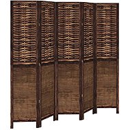 vidaXL Solid wood screen pavlovnia, dark brown, 5-piece 358710 - Room Divider