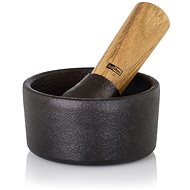 AdHoc Cast iron mortar Camo with pestle Acacia wood - diameter 10 cm - Mortar