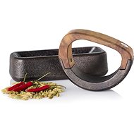 AdHoc Cast iron mortar with handle ROCCA - Acacia wood - diameter length 17 cm - Mortar