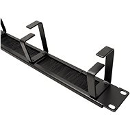 ROLINE 19'' tie-out panel 1U, single-sided, through with brush, 4 × clamp, black - Cable Organiser
