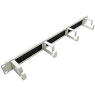 ROLINE 19'' tie-out panel 1U, single-sided, through with brush, 4 × clamp, grey - Cable Organiser