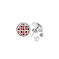 Pecky earrings 14 mm Card pattern - Earrings