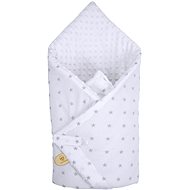 Maceshka Wrap Minky White, Grey Stars - Swaddle Blanket