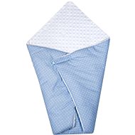 Maceshka Wrap Minky White, Polka Dot in Blue - Swaddle Blanket