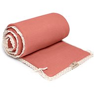 Maceshka Nature Muslin Bumper with Decorative Border, Marsala Edge, Lace - Crib Bumper