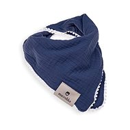 Maceshka Nature Double Bib with Decorative Edge Indigo, Pompons - Bib