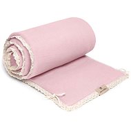 Maceshka Nature Muslin Bumper with Decorative Border, Rose Blush, Lace - Crib Bumper