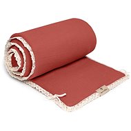 Maceshka Nature Muslin Bumper with Decorative Border, Terracotta, Lace - Crib Bumper
