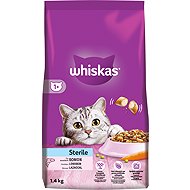 Whiskas Sterile Dry Cat Food with Salmon for Adult Neutered Cats 1.4kg - Cat Kibble