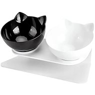 Nuxie 2444 Double cat bowl, 2 × 400 ml, white-black - Cat Bowl