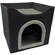 4cats Foldable cat house, black - Pet Bed
