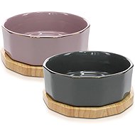 Navaris Ceramic bowls with base 2 × 800 ml - Cat Bowl