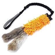 Squeaky critters, Mop with rabbit fur tassel, orange - Dog Toy