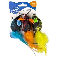 DUVO+ Catnip mouse toy with multi-coloured feathers 3 pcs 19 × 5,5 × 3 cm - Cat Toy