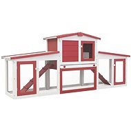 VidaXL Large outdoor rabbit hutch, red and white 204 × 45 × 85 cm, wood - Rabbit Hutch