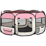 Foldable dog pen with bag pink 110 x 110 x 58 cm - Dog Playpen