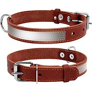 Petproducts Reflective brown leather collar 38-50 cm - Dog Collar