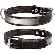 Petproducts Reflective black leather collar 38-50 cm - Dog Collar