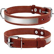 Petproducts Reflective brown leather collar - Dog Collar