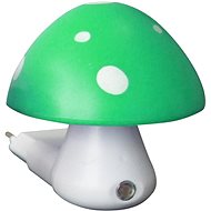 LED children's socket lamp Toadstool green 0,4W/230V/6400K, dusk sensor - Night Light