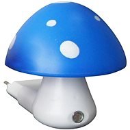 LED detská lampička do zásuvky Muchotrávka modrá 0,4 W/230 V/6 400 K, súmrakový senzor - Nočné svetlo