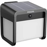 Philips Ezra solar LED luminaire with sensor 1,8 W, 250/25 lm, 3000 K, IP44, square, black - Motion Sesnor