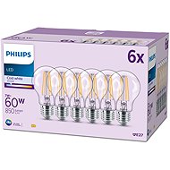 Philips Classic A60, E27, 60 W, cool white, 6 pcs. - LED Bulb