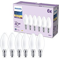 Philips Classic B35, E14, 40 W, warm white, milky, 6 pcs. - LED Bulb