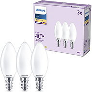 Philips Classic B35, E14, 40 W, warm white, milky, 3 pcs. - LED Bulb