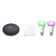 Philips Hue White and Color Ambiance 2pack starter kit + Google Home Mini Charcoal - Okos világítás készlet