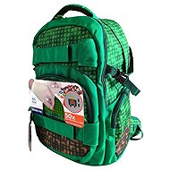 PIXIE CREW Mine&Craft 100 pixelů, studentský, zelený - School Backpack
