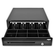 Virtuos cash drawer C420D with cable, metal holders, 9-24V, black - Cash Drawer