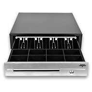 Virtuos pokladní zásuvka C430D s kabelem, kovové držáky, nerez panel, 9-24V, černá - Pokladničná zásuvka