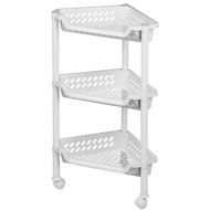 Plast Team Corner mobile shelf, 3 baskets, white - Shelving Unit