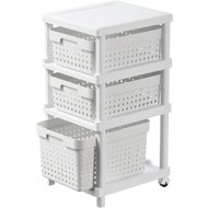Plast Team Plastic shelf SEOUL, 3 baskets, white - Shelving Unit
