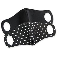 Comfortable Face Mask with Wire, Black (White Polka Dot) 2 pcs L - Surgical Mask