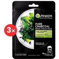 GARNIER Pure Charcoal Purifying & Hydrating Pore-Tightening Black Tissue Mask 3× 28g - Face Mask