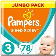 PAMPERS Sleep&Play Midi veľ. 3 (78 ks) – Jumbo Pack - Jednorazové plienky